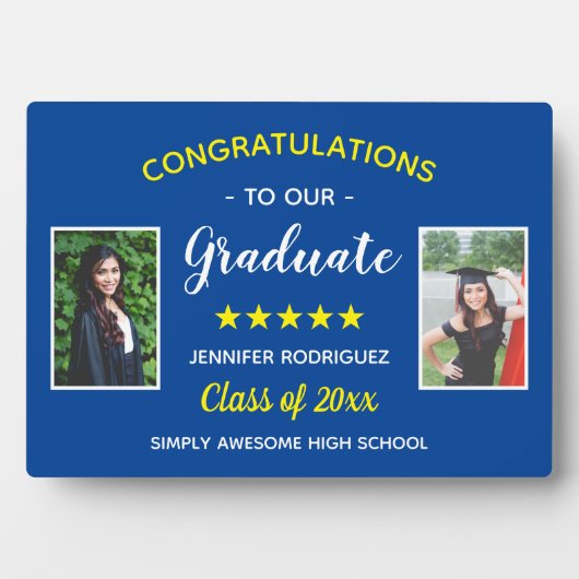Aangepast 2 Foto Afstuderen Gefeliciteerd Afstuder Fotoplaat (voorkant)