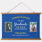 Aangepast 2 Foto Afstuderen Gefeliciteerd Afstuder Hangend Wandkleed (Voorkant)