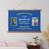 Aangepast 2 Foto Afstuderen Gefeliciteerd Afstuder Hangend Wandkleed (Slaapkamer)