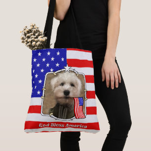 Aangepast 2 Foto Amerikaanse vlag Patriottic Cute Tote Bag