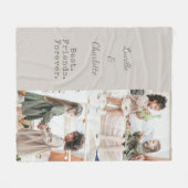 Aangepast 2 Foto Best Friends Sage Taupe Names Fleece Deken (Voorkant (Horizontaal))