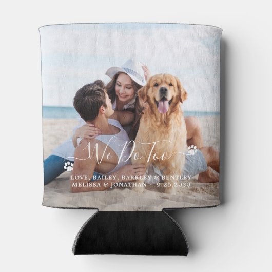 Aangepast 2 foto die we maken om het hondenweddens blikjeskoeler (Achterkant)