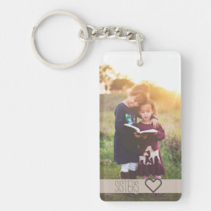 Aangepast 2 foto- en tekstafel met acrylplaat-Sleu Sleutelhanger