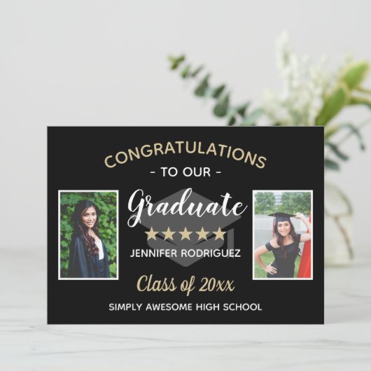 Aangepast 2 Foto gefeliciteerd Afstuderen Afstuder Aankondiging (Staand voorkant)