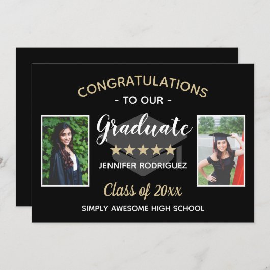 Aangepast 2 Foto gefeliciteerd Afstuderen Afstuder Aankondiging (Voorkant / Achterkant)