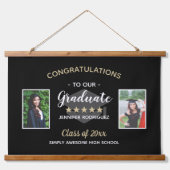 Aangepast 2 Foto gefeliciteerd Afstuderen Afstuder Hangend Wandkleed (Voorkant)