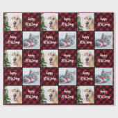Aangepast 2 Foto Happy HOWLidays Red Buffalo Pset Cadeaupapier (Vlak)