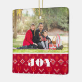 Aangepast 2 Foto Joy Nordic Sweater Kerstmis Keramisch Ornament (Links)