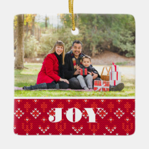 Aangepast 2 Foto Joy Nordic Sweater Kerstmis Keramisch Ornament