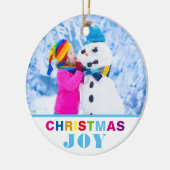 Aangepast 2-foto-kerstfeestvreugde Modern Colorful Keramisch Ornament (Links)