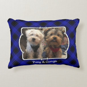 Aangepast 2 foto-Lijst blauw en zwart geplakt Accent Kussen