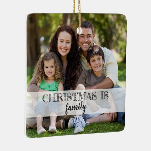 Aangepast 2-foto moderne kerstkerstkerstfeest keramisch ornament (Rechts)