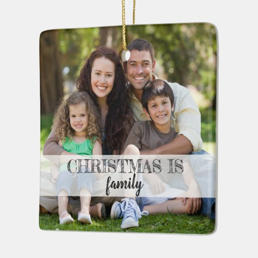 Aangepast 2-foto moderne kerstkerstkerstfeest keramisch ornament (Links)