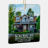 Aangepast 2 Foto Nieuw Huis met Jaar, Naam Keramisch Ornament (Rechts)