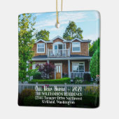 Aangepast 2 Foto Nieuw Huis met Jaar, Naam Keramisch Ornament (Links)