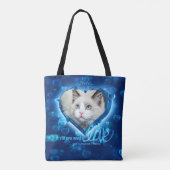 Aangepast 2 foto, Pet Love Tribution Blue Neon Hea Tote Bag (Achterkant)