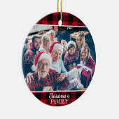 Aangepast 2 Foto Rustic Red Buffalo Keramisch Ornament (Rechts)