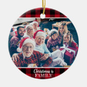 Aangepast 2 Foto Rustic Red Buffalo Keramisch Ornament (Voorkant)