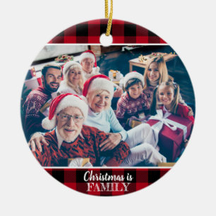 Aangepast 2 Foto Rustic Red Buffalo Keramisch Ornament