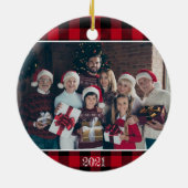 Aangepast 2 Foto Rustic Red Buffalo Keramisch Ornament (Achterkant)