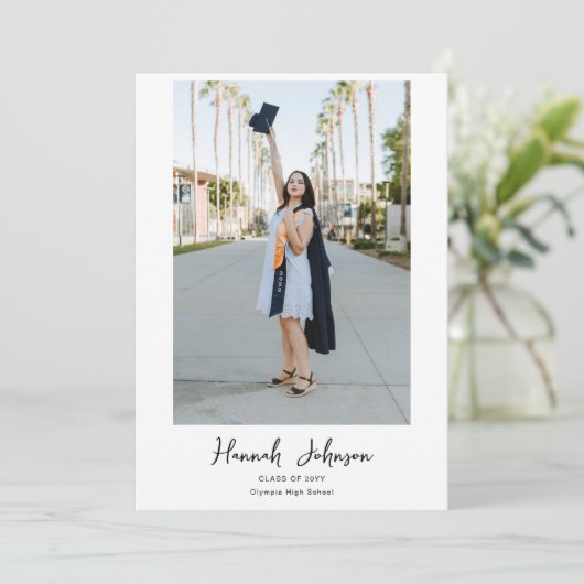 Aangepast 2 Fotokalligrafie Script Afstuderen Kaart (Staand voorkant)