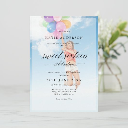 Aangepast 2 Fotokalligrafie Sweet Sixteen Birthday Kaart (Staand voorkant)