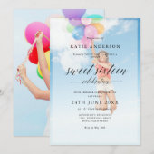 Aangepast 2 Fotokalligrafie Sweet Sixteen Birthday Kaart (Voorkant / Achterkant)