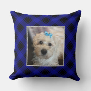 Aangepast 2-foto's Lijst pets blauw en zwart-wit Kussen