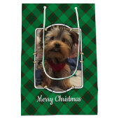 Aangepast 2 foto's met kerstrood en groen randappa medium cadeauzakje (Achterkant)