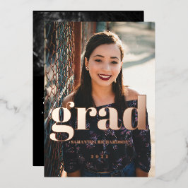 Aangepast 2 foto's Roos Gold Afstuderen Folie Uitnodiging