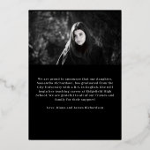 Aangepast 2 foto's Roos Gold Afstuderen Folie Uitnodiging (Achterkant)