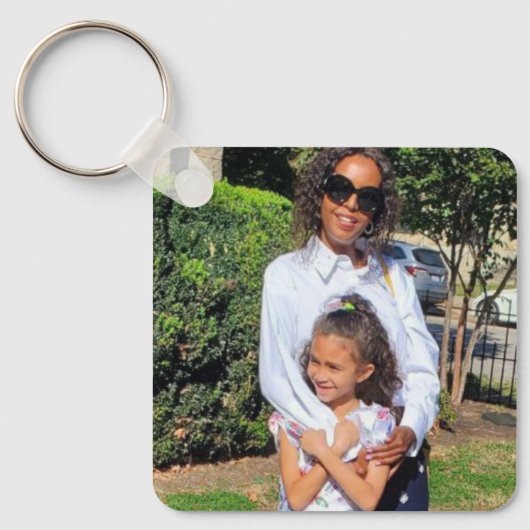 Aangepast 2 Fotovierkant Sleutelhanger (Voorkant)