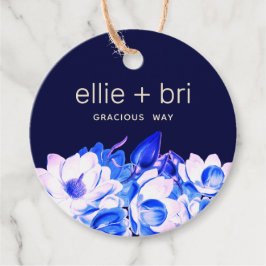 Aangepast 2-inch Ronde Blauwe Zeemacht Magnolia Fl Bedankjes Labels