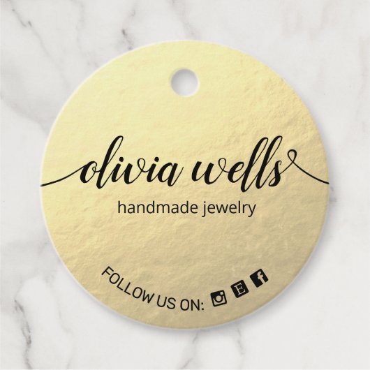 Aangepast 2-inch Ronde Faux Gold Foil Hang Label (Voorkant)