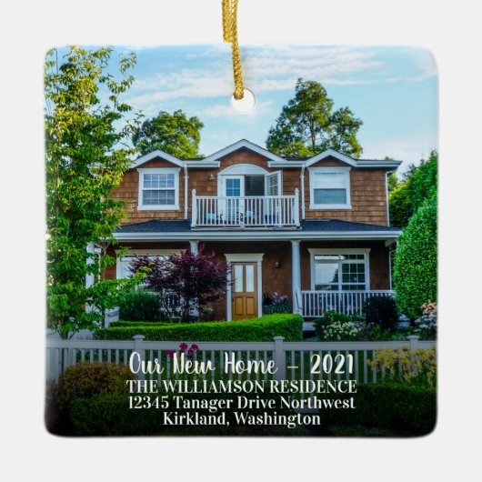 Aangepast 2 nieuwe startfoto met jaar, naam keramisch ornament (Voorkant)