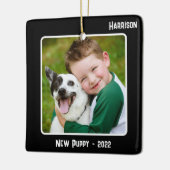 Aangepast 2-Photo 2-sided Black Special Event Keramisch Ornament (Links)