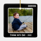 Aangepast 2-Photo 2-sided Black Special Event Keramisch Ornament (Achterkant)