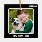 Aangepast 2-Photo 2-sided Black Special Event Keramisch Ornament (Voorkant)