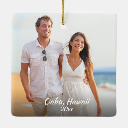 Aangepast 2 sided Photo Oahu Hawaii Kerstmis Keramisch Ornament (Achterkant)