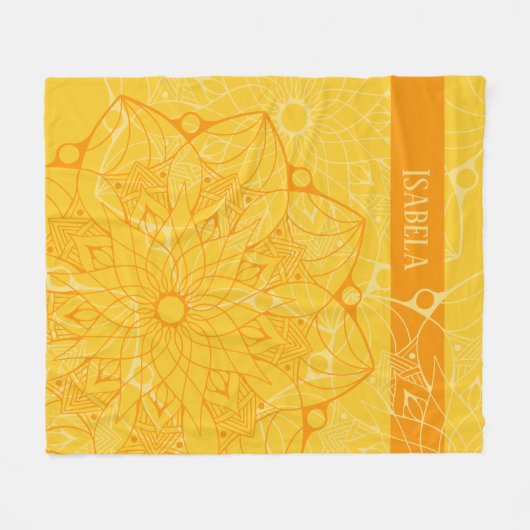 Aangepast 2 Tone Oranje Mandala Fleece Blanket (Voorkant (Horizontaal))