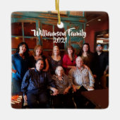 Aangepast 2 zijdelings-fotoscript voor witte kerst keramisch ornament (Voorkant)