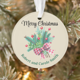 Aangepast, 2-zijden rood & groen boeket acryl ornament