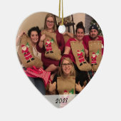 Aangepast 2-zijdig eenvoudig kerstfeest met foto's keramisch ornament (Rechts)