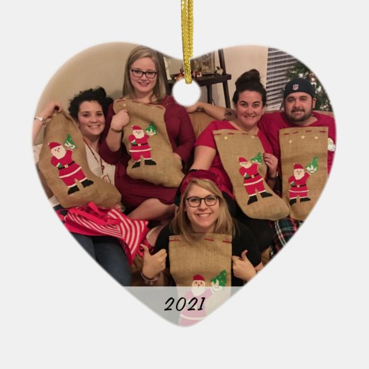 Aangepast 2-zijdig eenvoudig kerstfeest met foto's keramisch ornament (Voorkant)