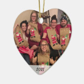 Aangepast 2-zijdig eenvoudig kerstfeest met foto's keramisch ornament (Links)