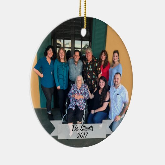 Aangepast 2-zijdig eenvoudig kerstfeest met foto's keramisch ornament (Rechts)