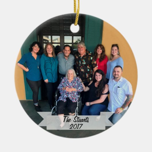 Aangepast 2-zijdig eenvoudig kerstfeest met foto's keramisch ornament (Voorkant)