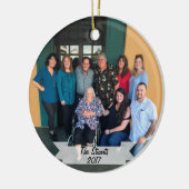 Aangepast 2-zijdig eenvoudig kerstfeest met foto's keramisch ornament (Links)