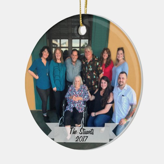 Aangepast 2-zijdig eenvoudig kerstfeest met foto's keramisch ornament (Links)