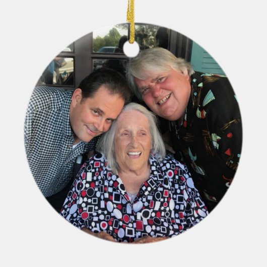 Aangepast 2-zijdig eenvoudig kerstfeest met foto's keramisch ornament (Achterkant)